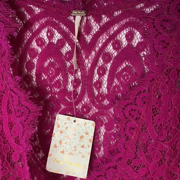 New Free People Bright Orchid Lace Slip Dress S - Picture 10 of 11